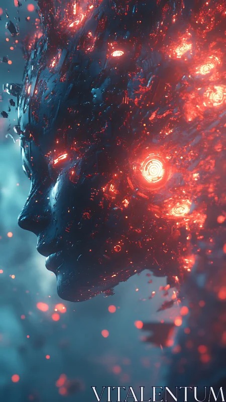 Neon ember mind awakens within shattering cyber starlight.