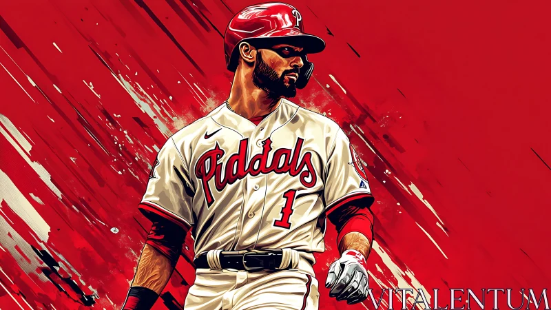 Baseball batter portrait against dynamic red abstract streaks