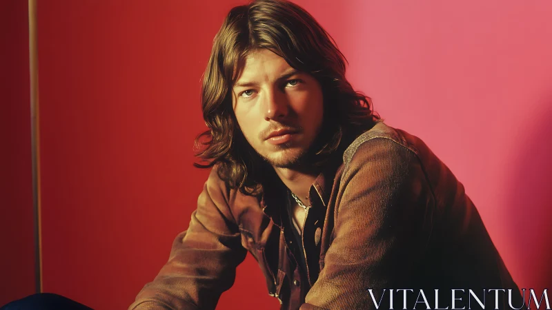 Retro daydreamer in suede against molten pink silence.