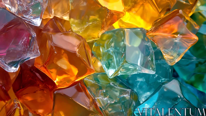 Translucent colored ice cubes form dense glowing cluster