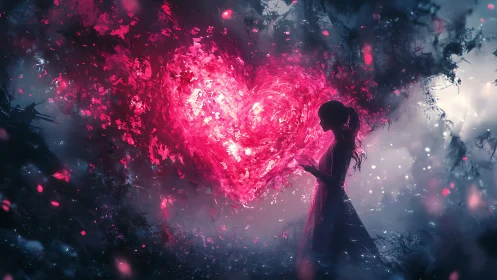 Silhouetted Figure Commanding Radiant Magenta Energy Vortex.