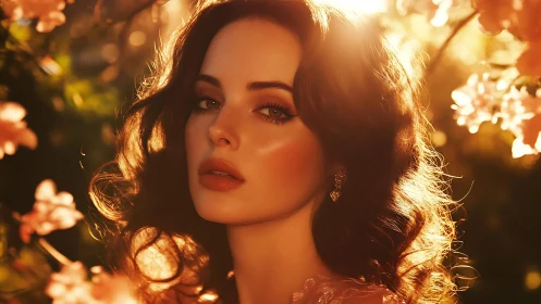 Portrait of woman in warm backlit outdoor environment