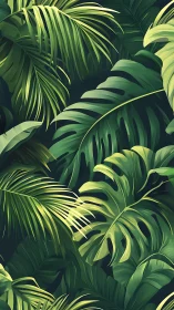 Layered tropical foliage with overlapping green leaves.