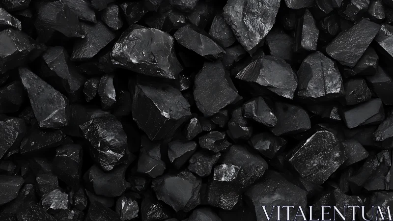 Close-up view of irregular black coal chunks in bulk pile.