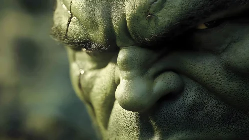 Brooding emerald titan locked in a storm of silent rage.