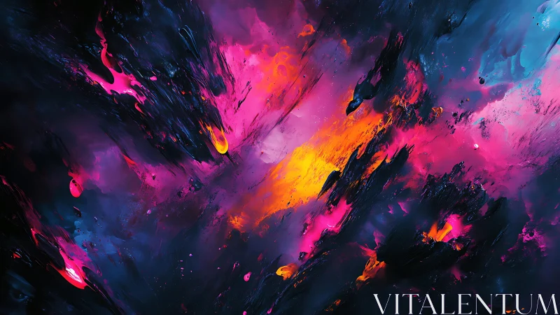 Vivid abstract explosion of pink, orange, and blue in digital art.