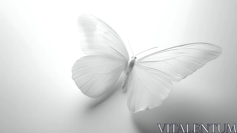 White butterfly model rendered on clean white background