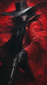 Gun-slinging shadow hunter emerges from a crimson storm