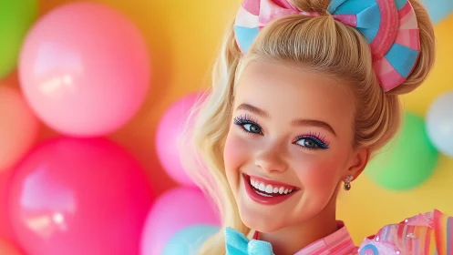 Vibrant Retro Portrait with Pop Art Styling and Saturated Color.