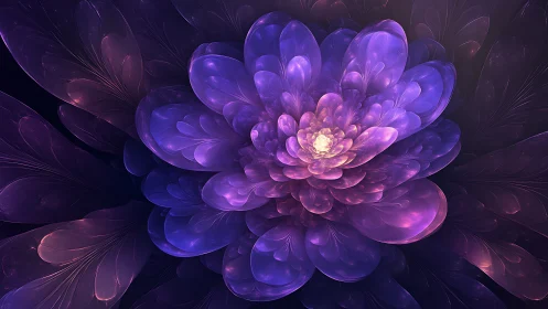 Luminous fractal blossom unfolding in radiant violet light.