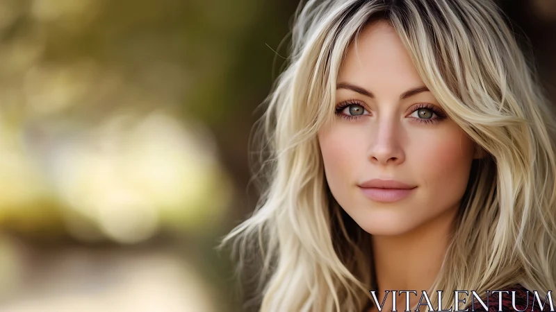 Soft-lit blonde portrait captures calm beauty outdoors