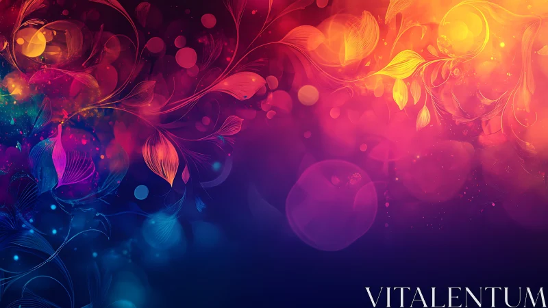 Gradient floral light patterns over dark abstract field.