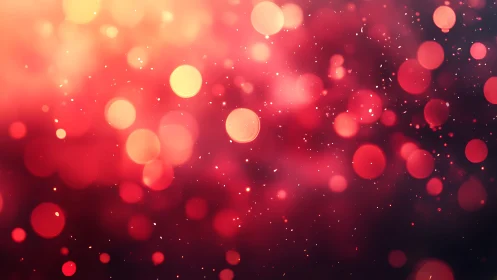 Glowing Red and Gold Bokeh Lights Abstract Digital Background.
