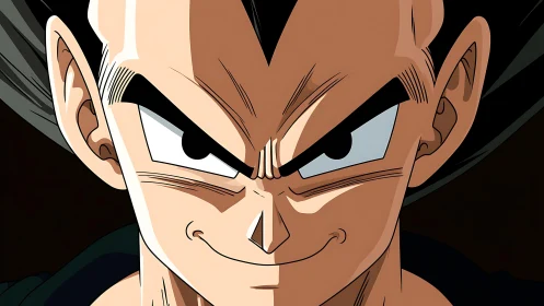 Close-up anime portrait of spiky-haired warrior with smirk
