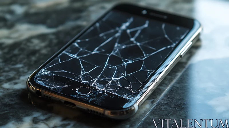 Shattered smartphone screen sharing a relatable everyday mishap.