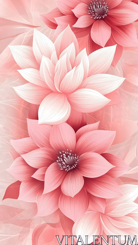 Layered Floral Composition in Pink Gradients.