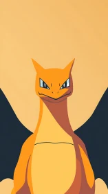 Charizard minimal portrait with bold flat color fields.