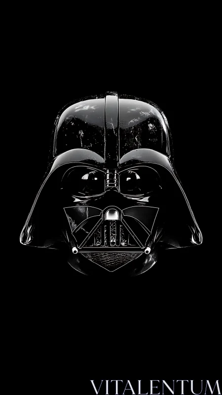 Specular black helmet portrait with high-gloss reflections.