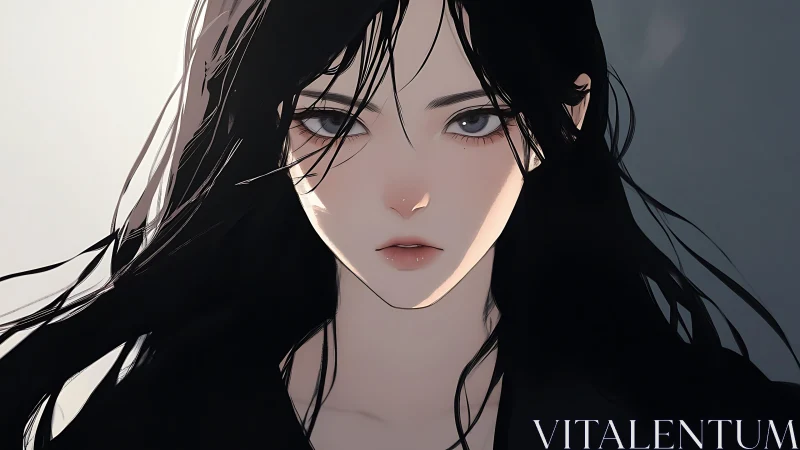Brooding anime heroine meets soft morning light with grace