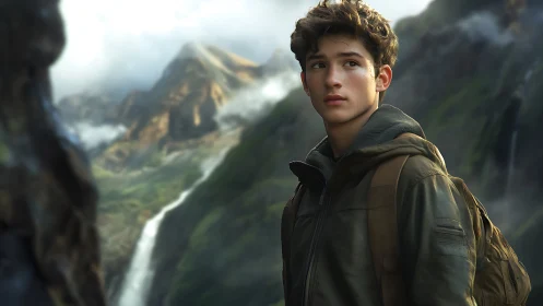 Mountain mist listens as the young wanderer rewrites horizons