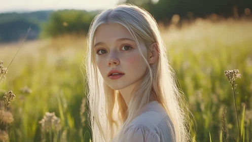 Soft evening sunlight gently embraces a serene field portrait