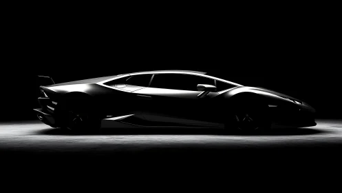 Side profile of low sports car rendered in controlled light