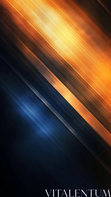 Diagonal orange and blue light streaks on dark ground.