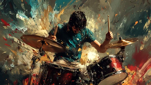Explosive drum solo unleashes swirling bursts of abstract color
