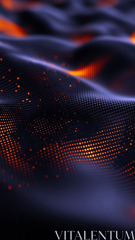Neon orange data waves flow across a dark digital surface.