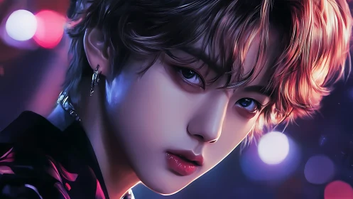 Digital portrait shows stylized close-up of young person