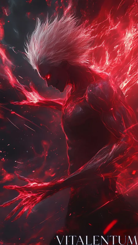 Crimson lightning peels from the voidbound fury of this titan