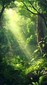 Volumetric light penetration through deciduous forest canopy with light diffusion effects