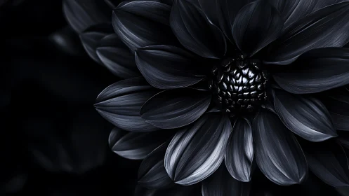 Midnight Dahlia Blooms: Striking Monochromatic Floral Drama.