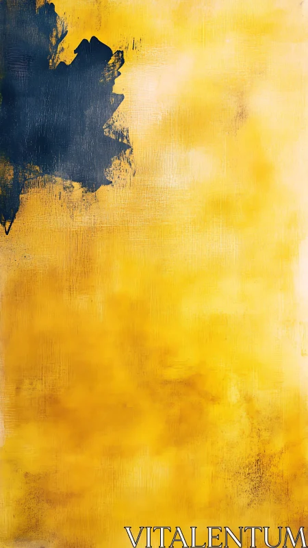 Textured yellow field with dark indigo abstract corner mass