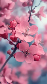 Pink Blossoms Dancing in Soft Sunlight.