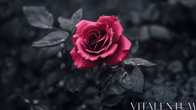 Crimson Bloom Steals the Spotlight in Monochrome Garden.