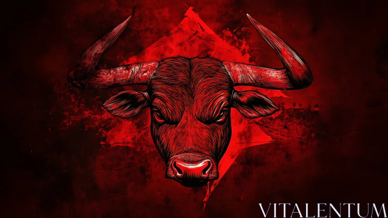 Stylized red bull head rendered with aggressive graphic contrast