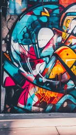 Geometric graffiti mural with layered arcs and vivid chroma fields.