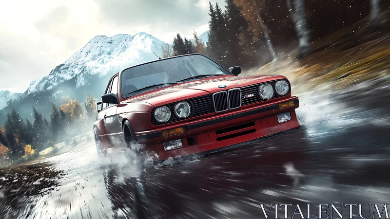 Scarlet drift legend carves icy speed lines below the peaks