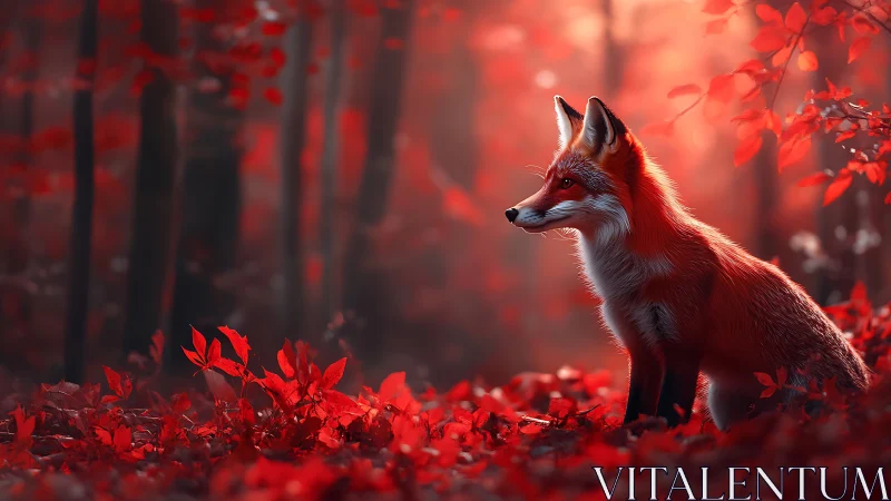 Crimson forest fox listening to autumn&rsquo;s quiet heartbeat.