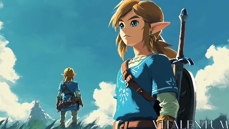 Heroic cel-shaded warrior study in expansive sky backdrop