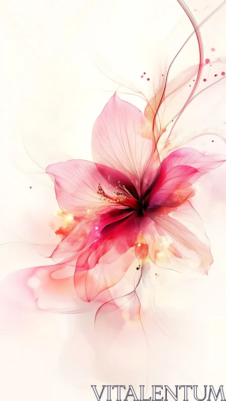 Ethereal Pink Flower Abstract Bloom Digital Artwork.
