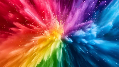 Color powder burst forming full spectrum radial explosion.