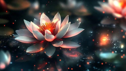 Luminescent lotus blossom rendered in cinematic digital painting