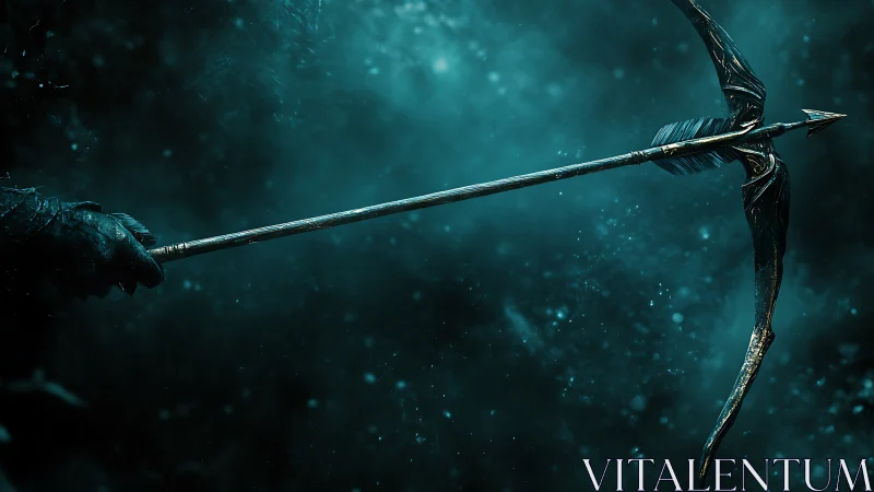 Gloved hand extends ornate spear-like weapon horizontally