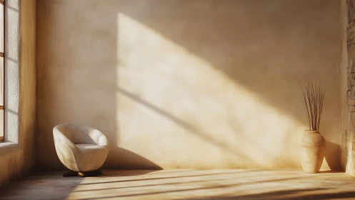 Sunlit minimalist corner captures soft calm afternoon light