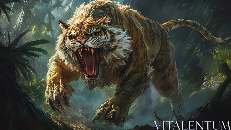 Ferocious tiger charges through misty jungle in mid-attack