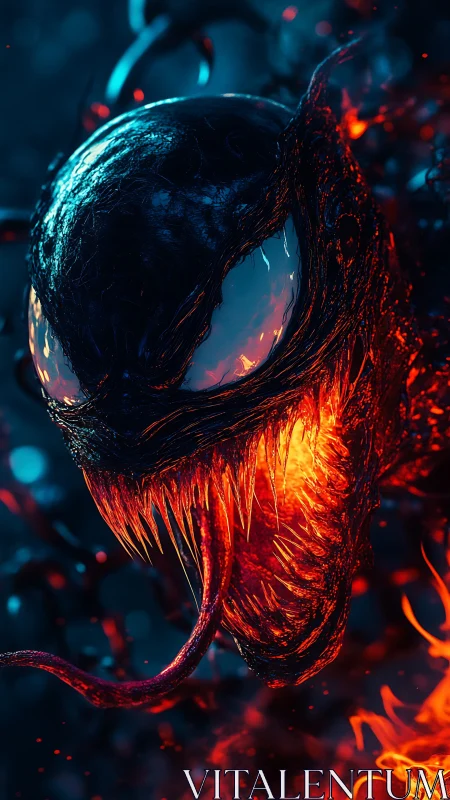 Molten monster grin glowing through the electric shadows.