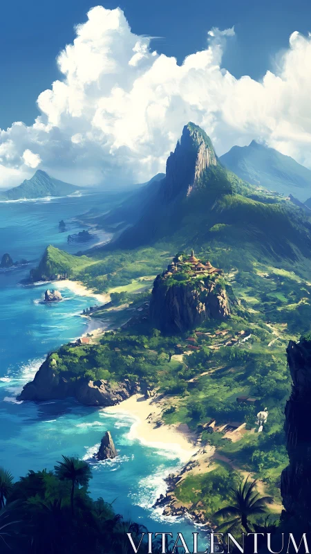 Emerald Paradise: Where Mountain Titans Guard Turquoise Shores.