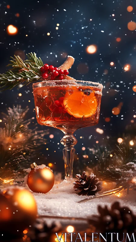 Festive Holiday Cocktail with Glowing Winter Charm.